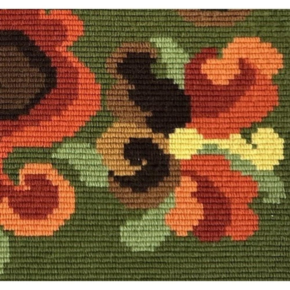 Vtg Norwegian Rosemaling‎ Style Needlepoint Folk Art MCM Akle Textile Panel (K) - Picture 5 of 5